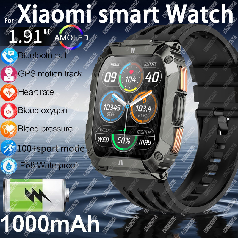 1000mAh Battery Smart Watch 1.91" AMOLED Screen Men Outdoorsports Watch Waterproof Bluetooth Call Sp