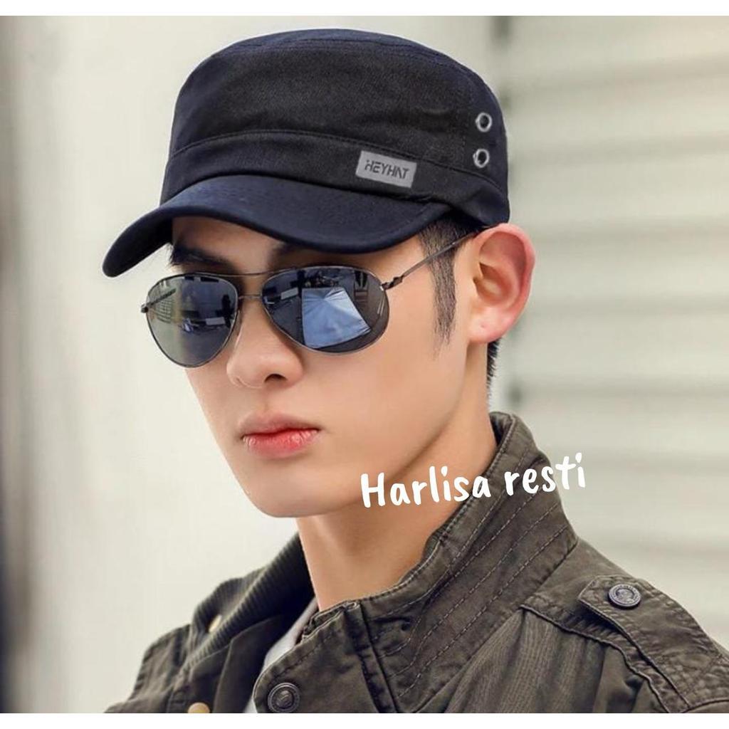 Topi komando pria sport/ topi olahraga wanita/ topi lidah pendek tulisan random