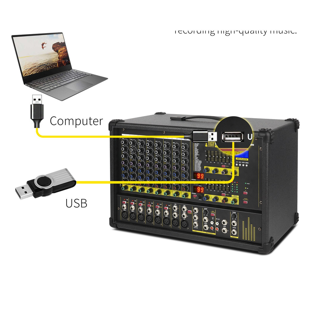 XTUGA PM1202 5 Star Karaoke Equalizer Sound System Live 12 Channel Professional Audio Power Mixer Am