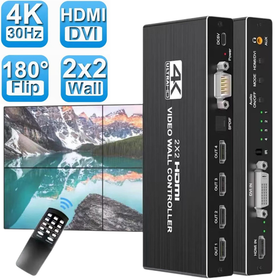 4K HDMI Video wall controller 2x2 HDMI DVI Video wall Processor 1X2 1X4 1X3 2X3 3x1 4X1 3X3 multi vi