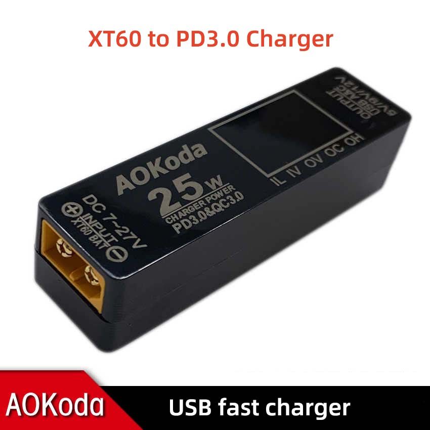 AOKoda QC3.0 Upgraded XT60 to PD3.0 USB arger for Mobile Fast arging