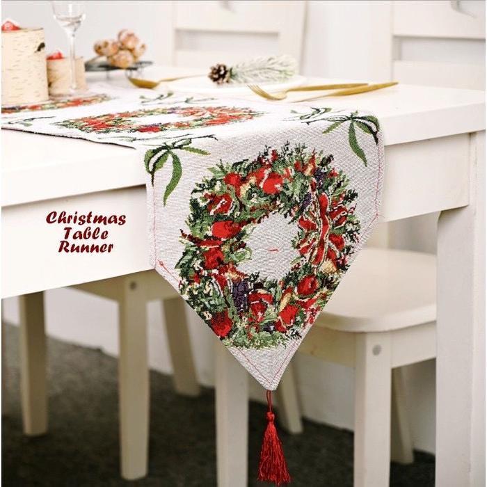 TABLE RUNNER Nuansa Natal 180 x 33 CM TAPLAK MEJA Christmas table runner taplak meja nuansa Natal Ch