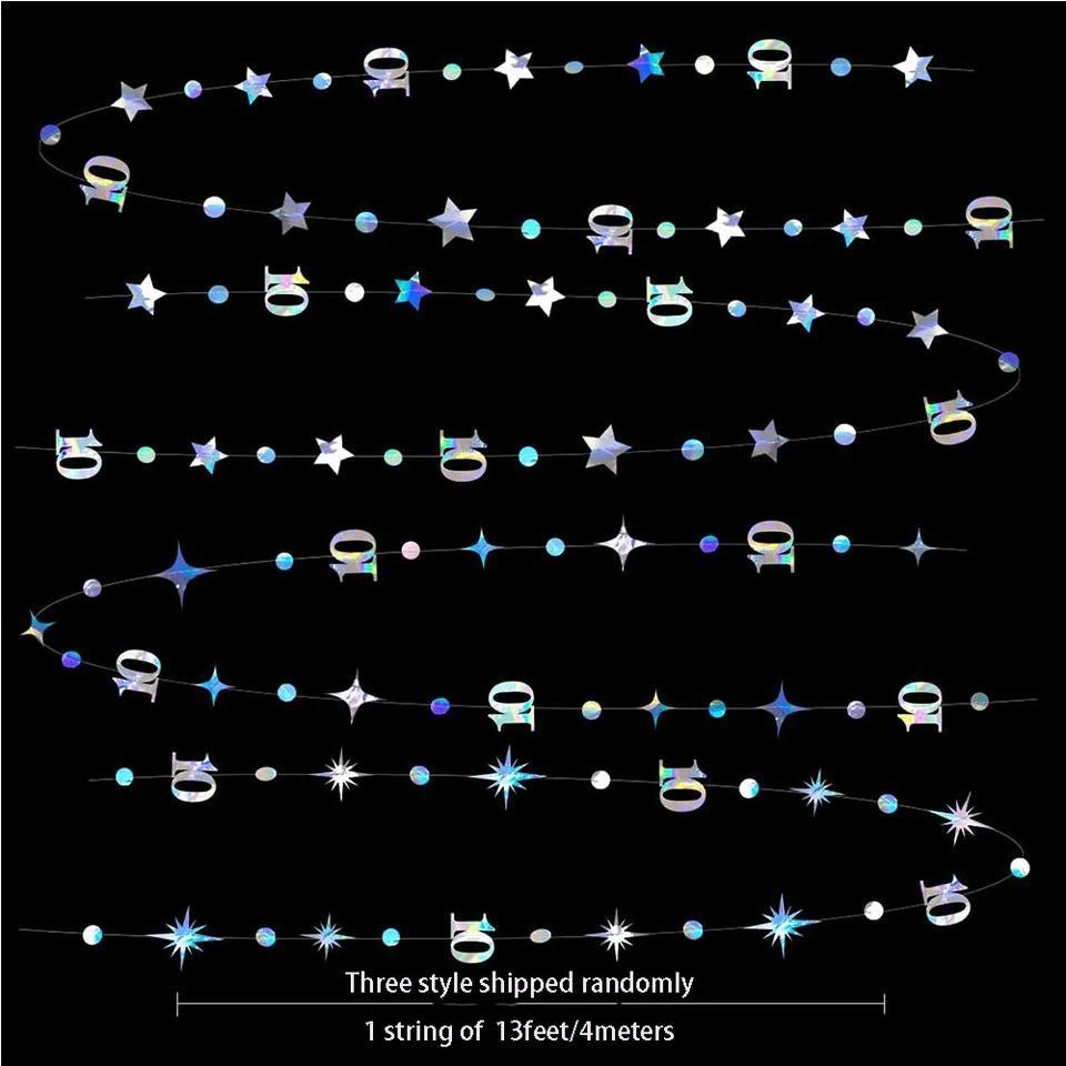 13Ft Iridescent 10th 13th Happy Birthday Decorations Number 10 Circle Dot Twinkle Star Garland Hangi