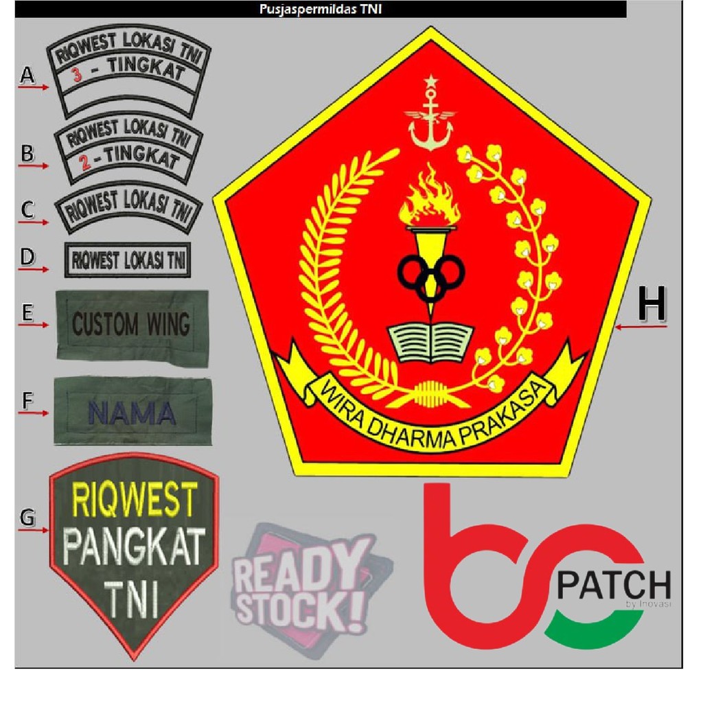 BCP-K37 Pusjaspermildas ARMY PATCH BORDIR KOMPUTER LOGO MILITER TNI AD LOKASI