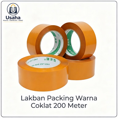 Lakban Packing Warna Coklat 200 Meter Perekat Tahan Lama untuk Kebutuhan Usaha