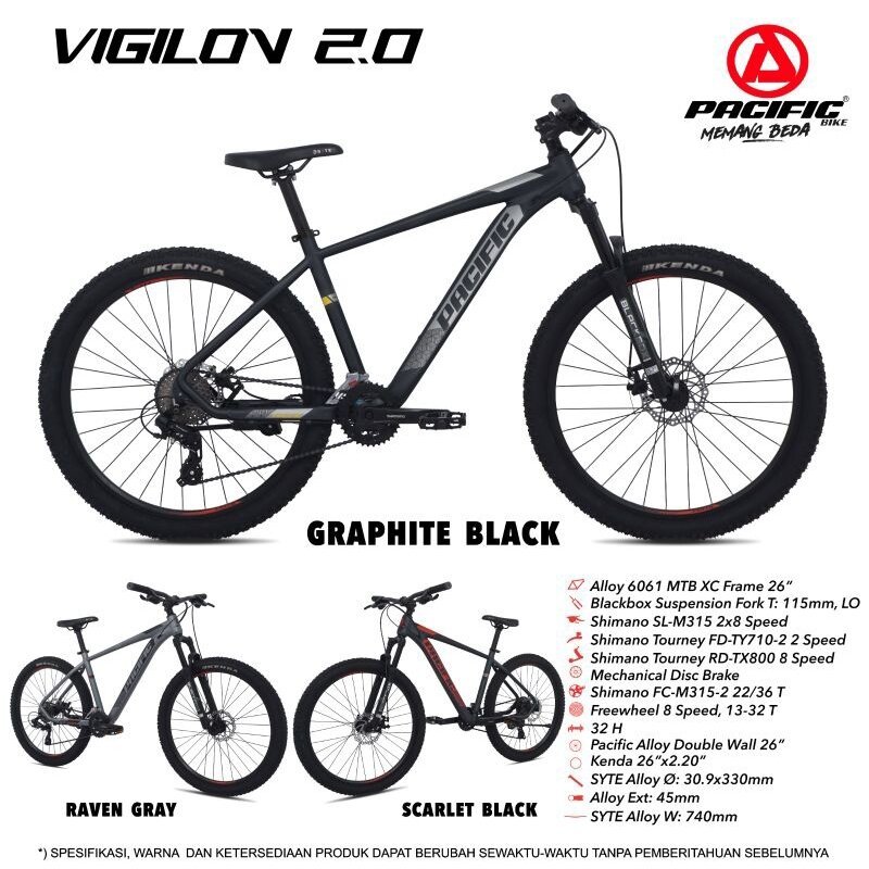 SEPEDA GUNUNG MTB 26 INCH PACIFIC VIGILON 2.0 ALLOY FRAME