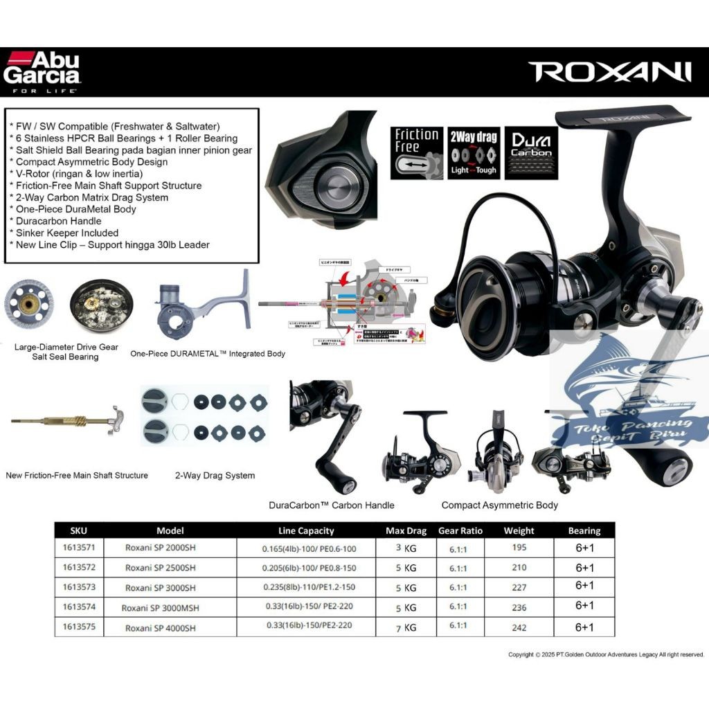 REEL PANCING ABU GARCIA ROXANI SP 3000MSH | GULUNGAN PANCING | REEL SPINNING | REEL GALATAMA | REEL 