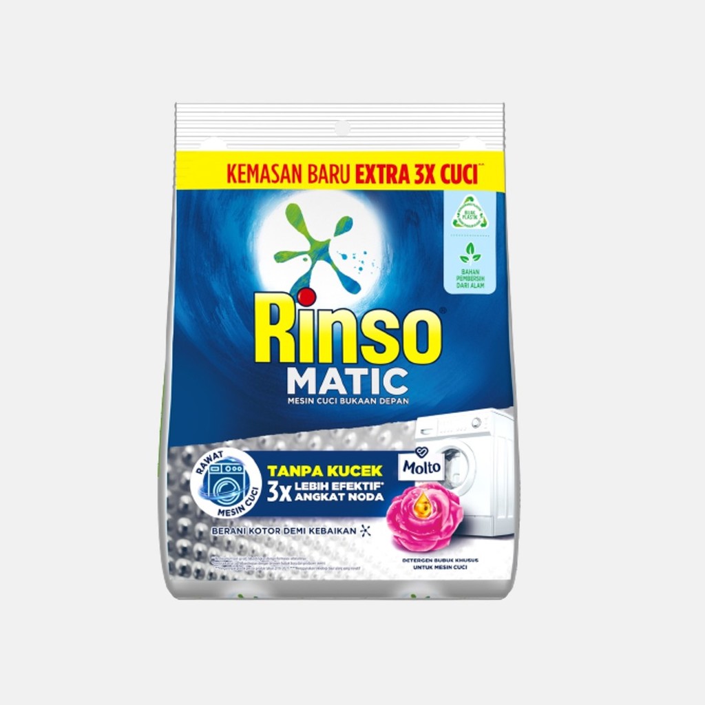 Rinso Matic Deterjen Bubuk Mesin Cuci Bukaan Depan 900 gram
