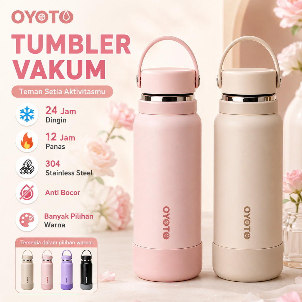 OYOTO 304 Stainless Steel Tumbler Insulated Cup Portable Vacuum Insulated Botol Minum Tahan Dingin