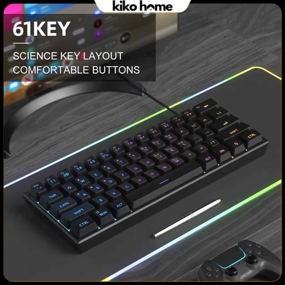 Keyboard Gaming RGB Mechanical Red Switch Wired 61 Keys - MK-61