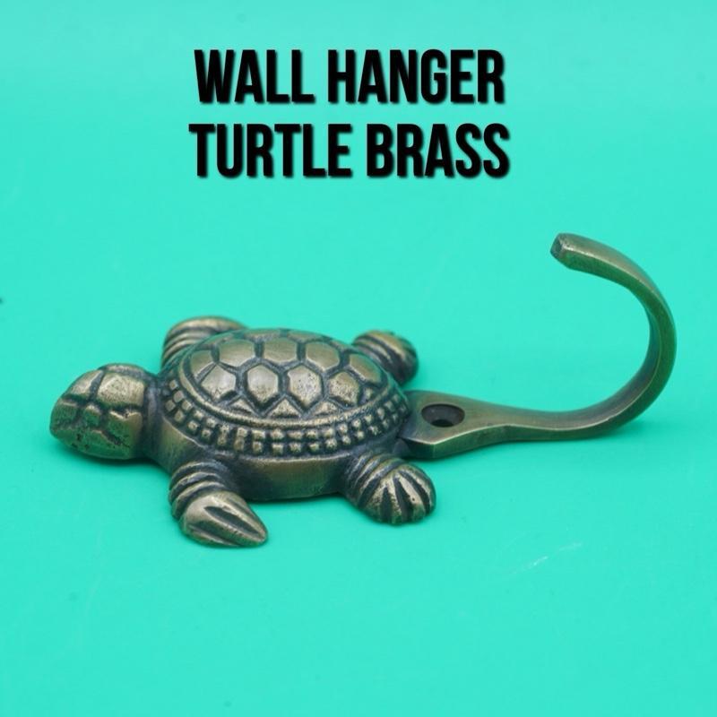 Gantungan Dinding Baju Wall Hanger Hook Sea Turtle Kura Penyu Tortoise Solid Brass Amulet Kuningan M