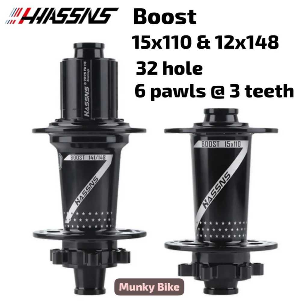 Foto Hassns Pro Hub Freehub Boost 15x110 12x148 TA hole 6 pelatuk six bolt 6 seal bearing tawon