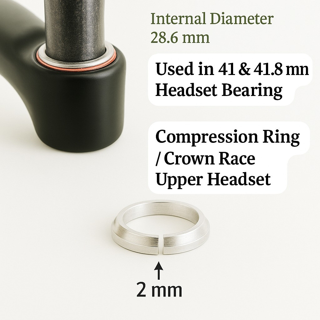 Foto Compression Ring Crown Rase Base Upper Atas Headset 28.6 mm OS Bearing 41 41.8mm Taper Non Taperrred Sepeda