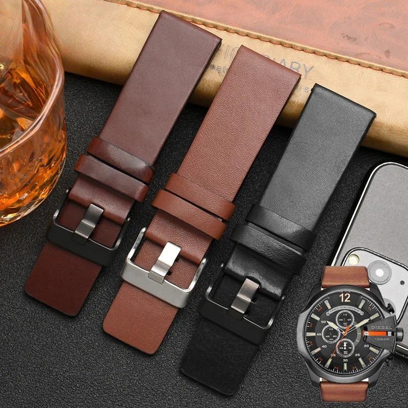 For esel Genuine Leather Anti-Allergy Watch Strap Cowhide Men Women's Black Brown Dz7332 Dz7314 Dz73