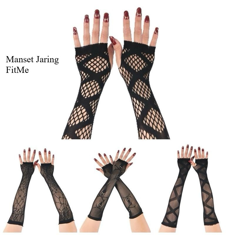 FitMe KK-571 Manset Sarung tangan Jaring Fishnet fingerless koyak koyak gloves lolita gothic ikat ta