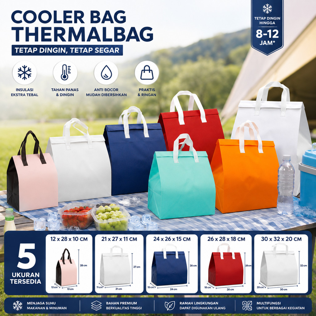 Tas Thermal Cooler Bag / Cooler Bag Aluminium Foil Thermal / Tas Bekal Makanan Anti Air Tahan Panas 