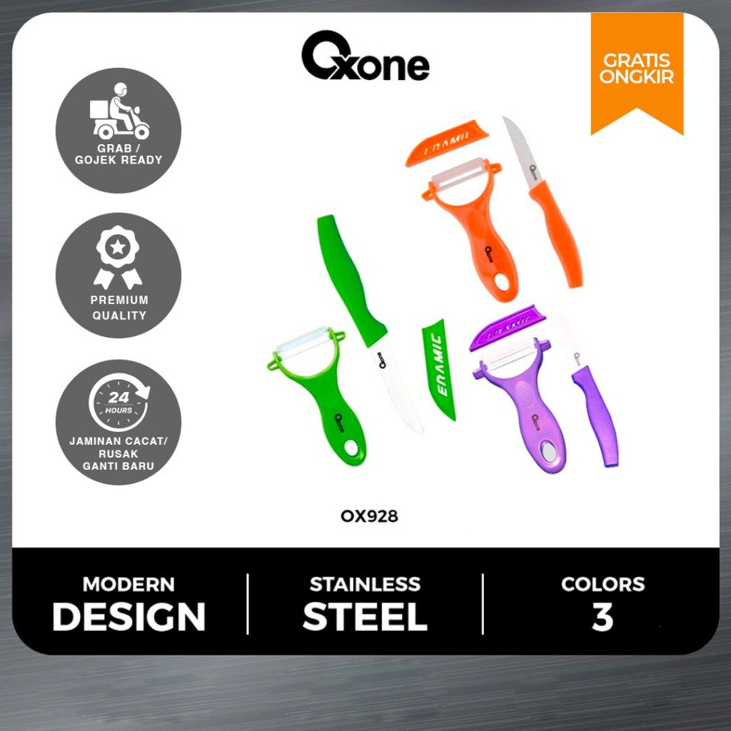 JANGANLIRIK Oxone OX928 2 Pcs Ceramic Pisau Set - Peeler