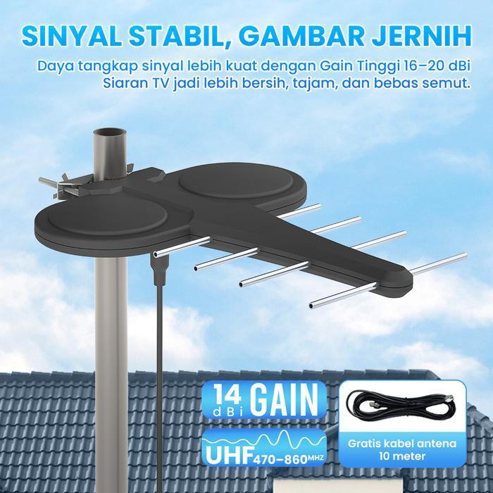 Antena Digital UHF Outdoor FAD-750-2 Finito Full HD 4K Support STB TV Digital - antena EN-HD90C