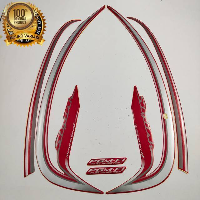 (ORI) striping honda scoopy stylish 2016 idling stop stiker list body merah motor kualitas original