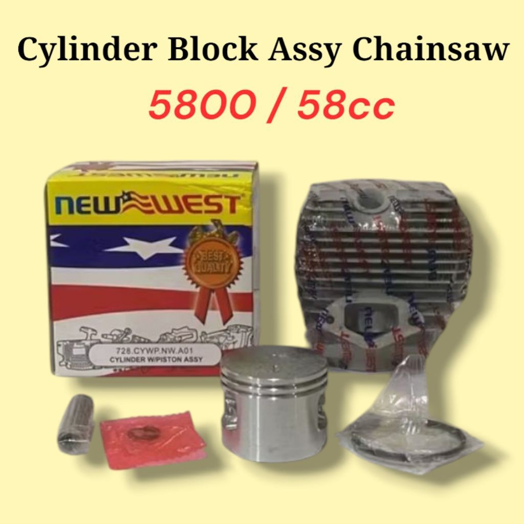 TlogoCV Cylinder Block Assy 5800 - Cly Block Mesin Chainsaw 58cc New West