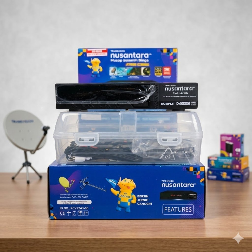 promo spesial RECEIVER TRANSVISION TANAKA NUSANTARA HD COMBO ( SATELITE PARABOLA + T2 TERRESTRIAL)