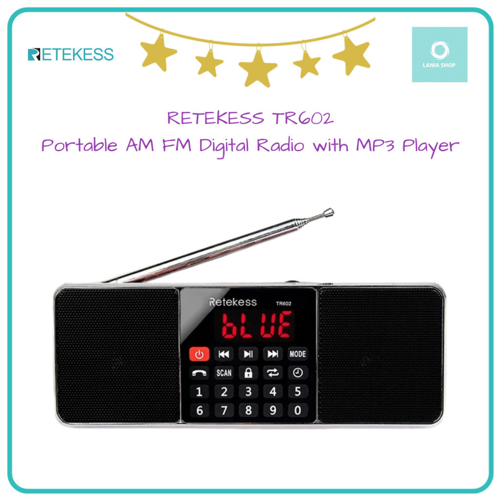 Retekess TR602 - Radio Digital Portable AM FM dengan Pemutar MP3
