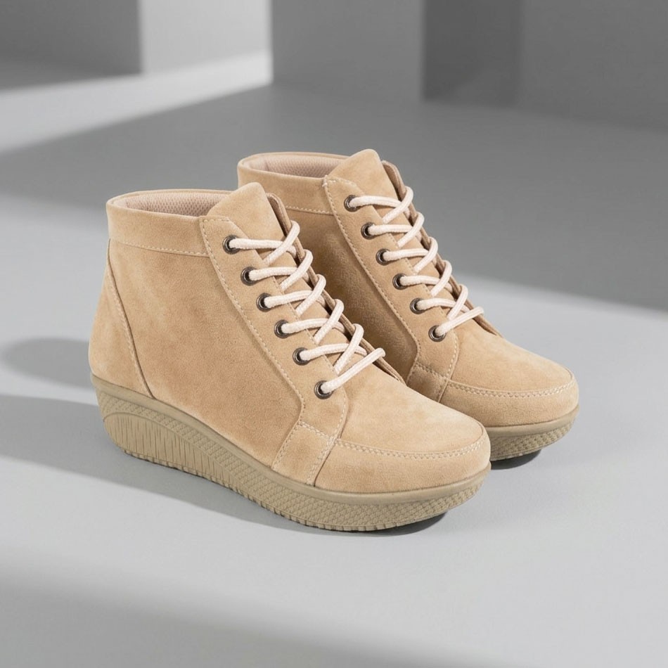 Sepatu Kasual Wanita V 3621 Brand Varka Sepatu Boots Wanita Trendi Berkualitas - Krem