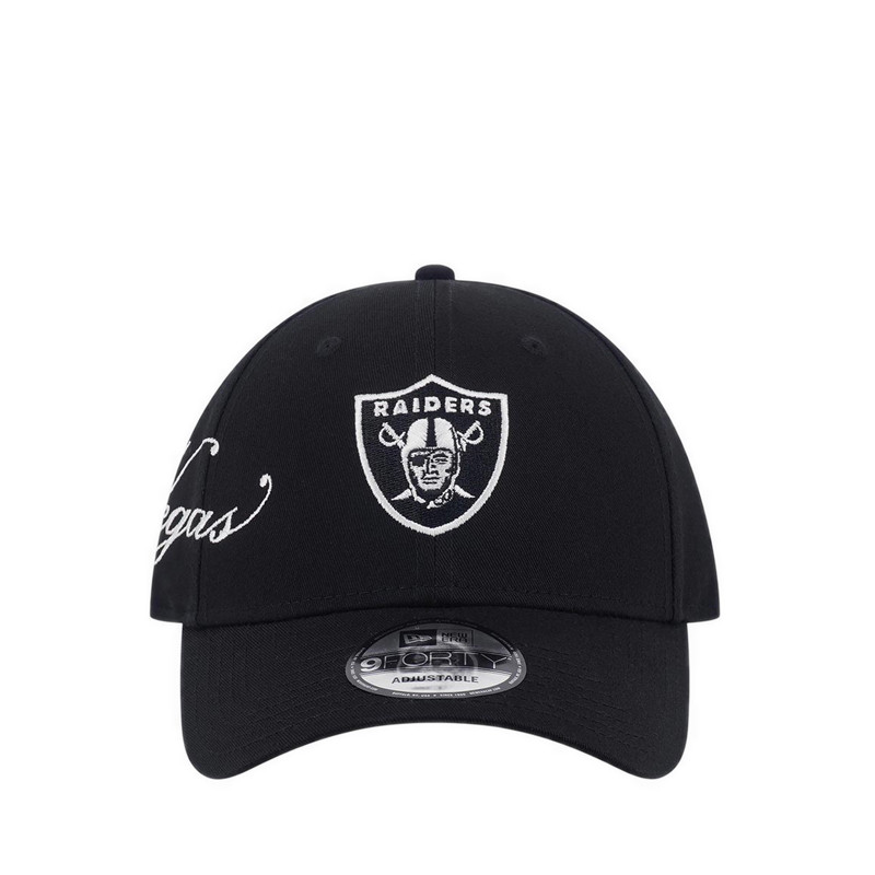 New Era 9FORTY Cross Panels Script Las Vegas Raiders Men's Caps - Black