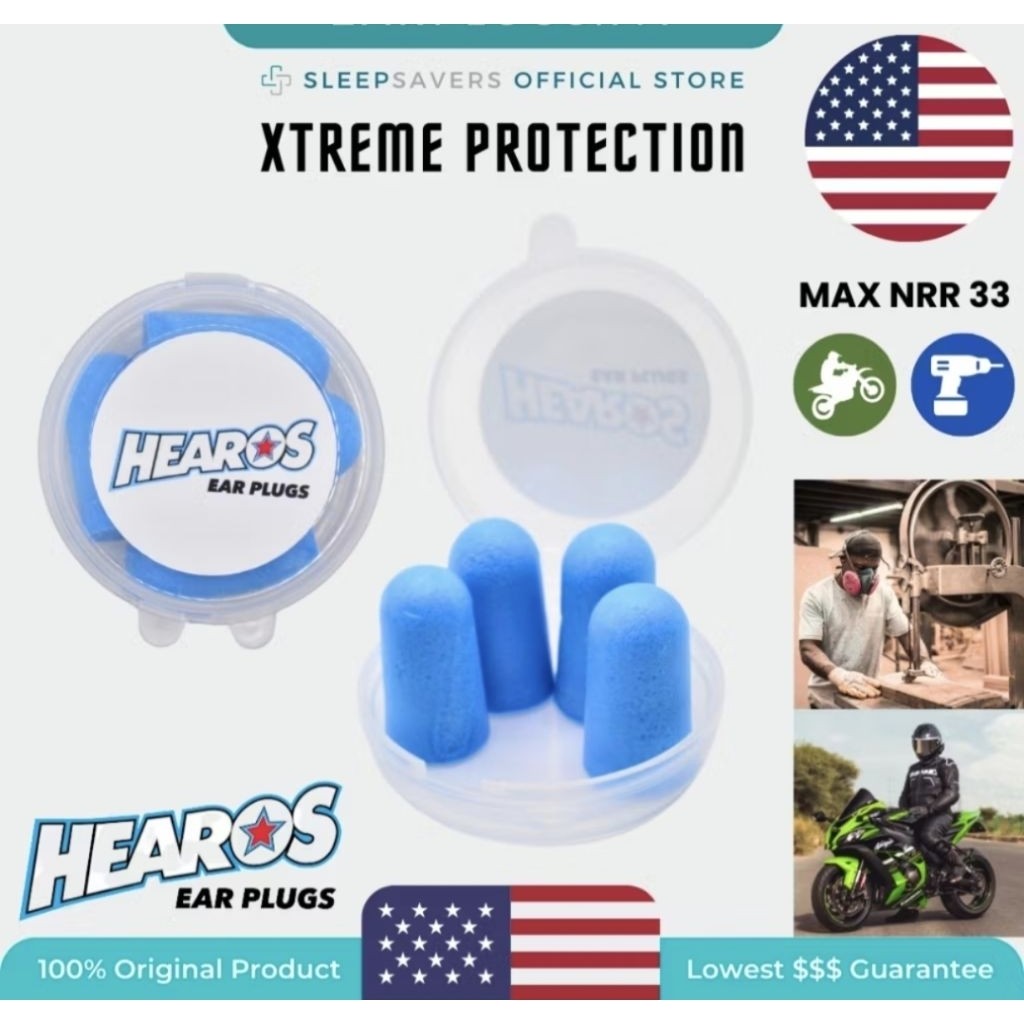 HEAROS Xtreme Protection Foam Earplugs (USA) | NRR 33 dB | Original