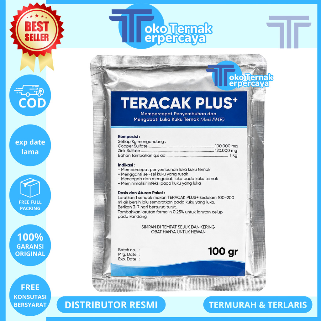 TERACAK PLUS 100 GRAM - Obat Luka kuku Sapi Kambing PMK - Obat Kuku Sapi Pincang Laminitis