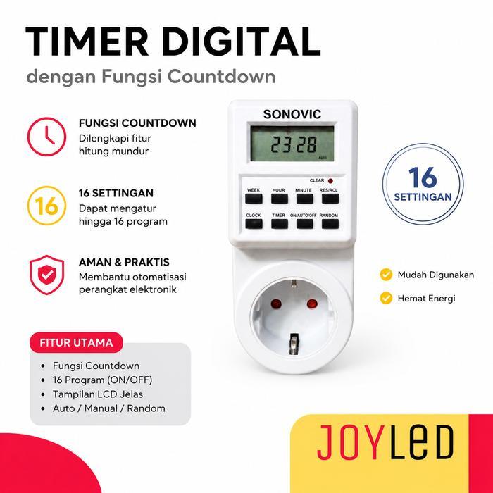 Stop Kontak Timer Listrik Digital Sonovic Stop Kontak Timer Digital