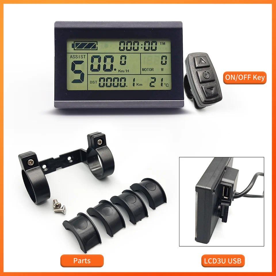 Ebike KT LCD3/LCD3U Display 36V/48V 72V LCD3 KT-LCD LED SM/Waterproof Display for Electric Bike Ebik