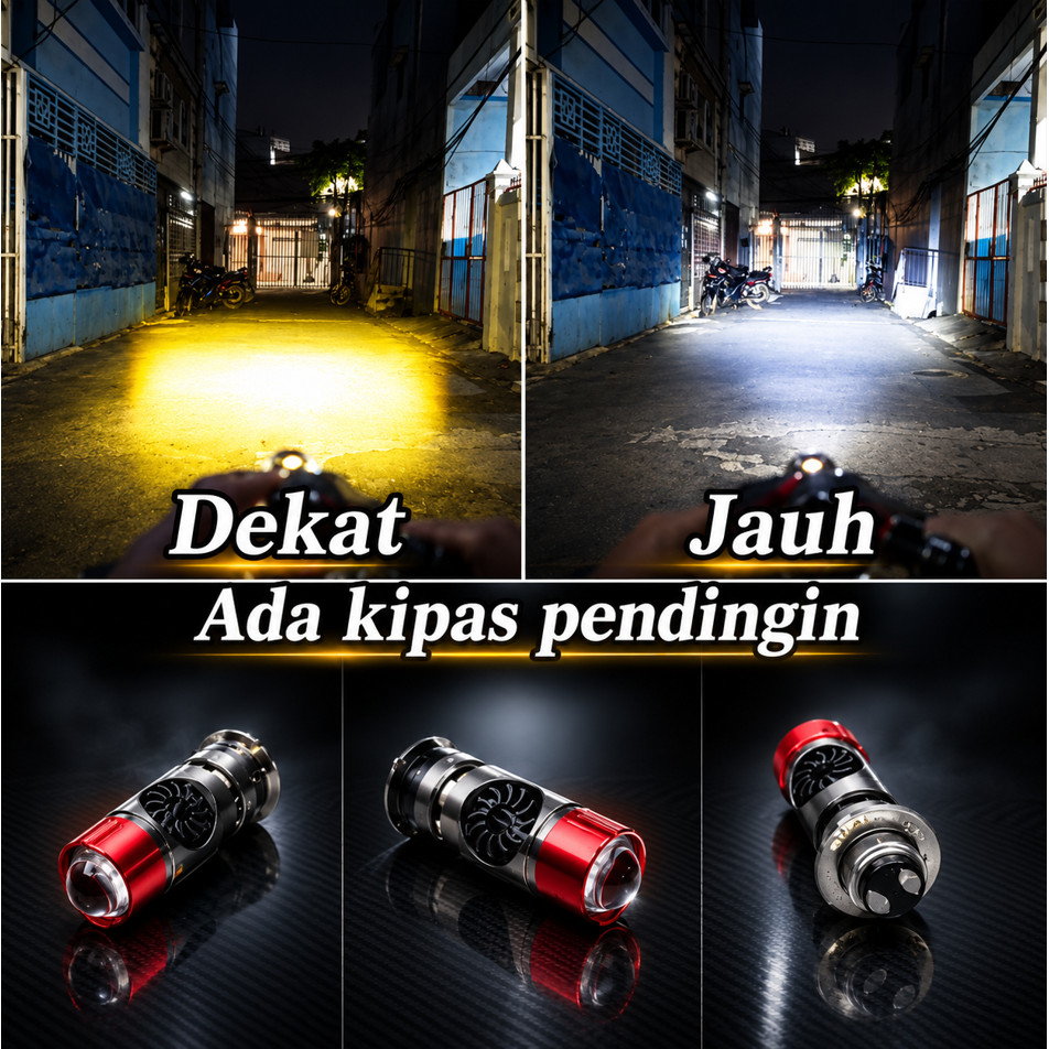 IBRIGHT Lampu Utama H6 LED Laser Kipas Putih Kuning AC DC 12V 20W Motor
