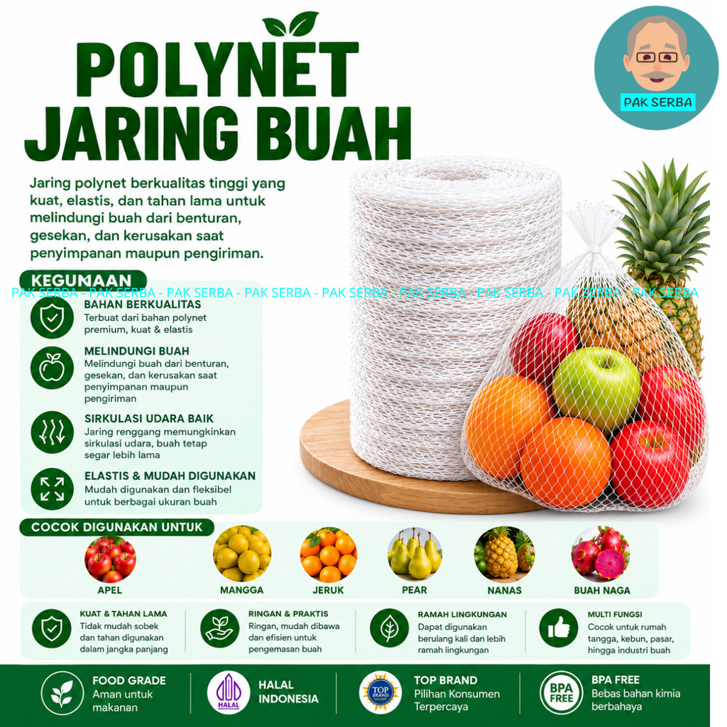 BEST FRESH Polynet Buah Roll 100m Putih / Jaring Buah / Polynet Pelindung Buah / Polynet Packing Bua