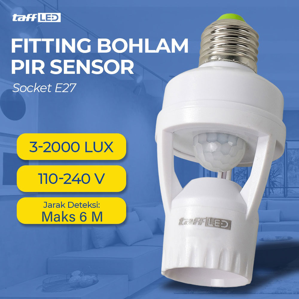 Fitting Lampu Sensor Gerak PIR E27 360° Auto Timer 240V 60W Smart Switch Lampu Otomatis Hemat Energi