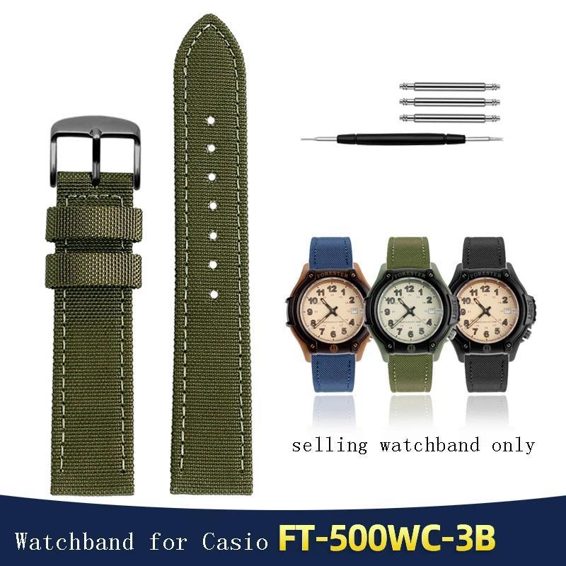 Waterproof canvas watchband for Casio Forester classic retro forest Men's FT-500WC-3B / 5B nylon str
