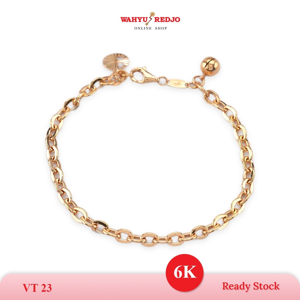 GELANG EMAS 6K MODEL FANCY LOTUS EMAS ASLI 100% WAHYU REDJO (NON PMR)