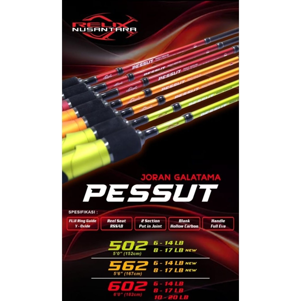 Joran Pancing Relix Nusantara Pessut Pessut SG 502 602 Fuji Guide 150cm 180cm