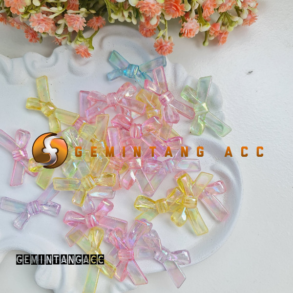 Manik Pita Besar Bening Transparan Mote Pita Silang