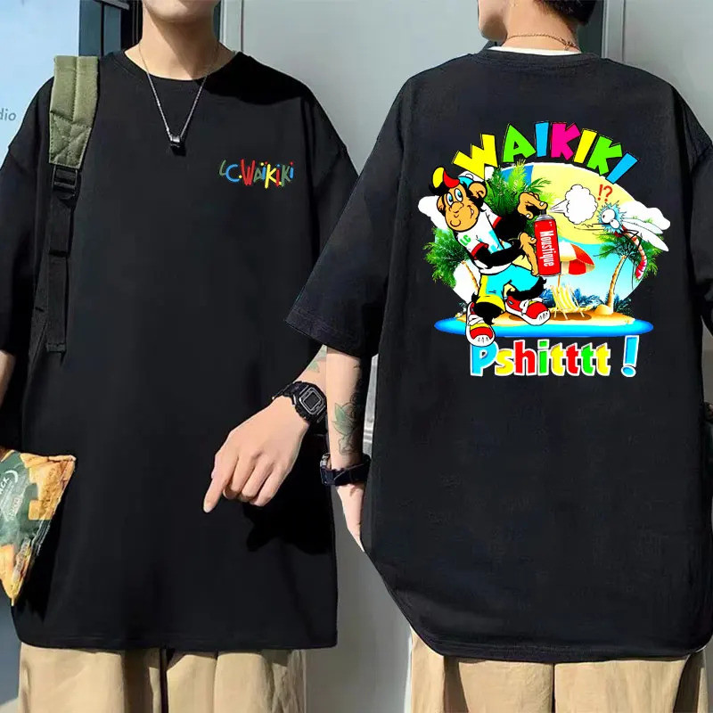 Musim panas baru Kaos Grafis Monyet Lc Waikiki Pria Wanita Fashion Kartun Streetwear Pria Santai Kao