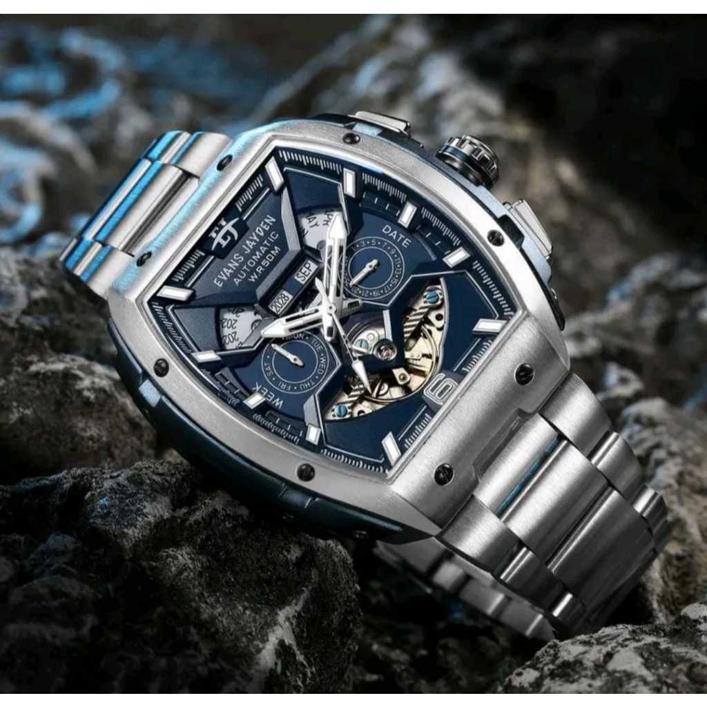 EvansJayden 9620 Jam Tangan Pria ST Automatic Movement Stainless teel Kaca Sapphire Anti Air 5 ATM