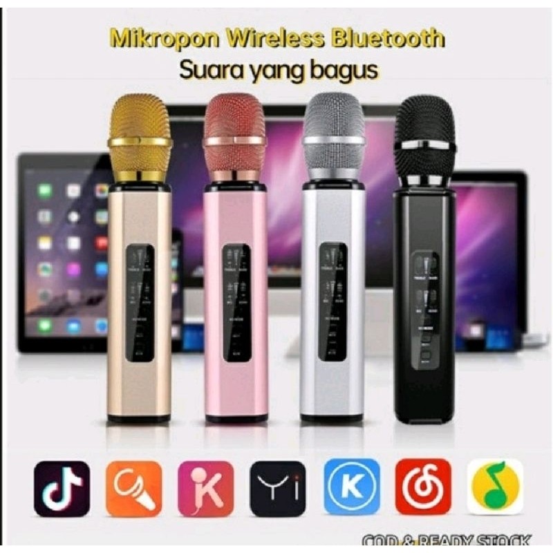 Microphone Mic K6 Karaoke Player Smule mic wireless Original [affa