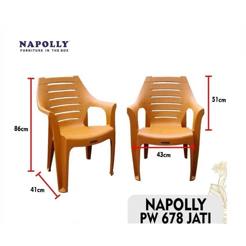 NAPOLLY PW 678 - Kursi Santai Plastik | Kursi Taman | Kursi Pendek Motif Rotan | Kursi Santai | Kurs