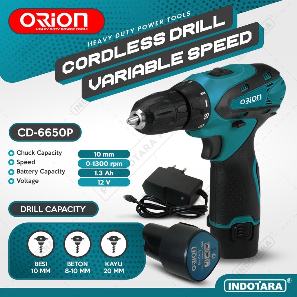 Mesin Bor Baterai Tangan / Orion Cordless Drill CD6650PCO