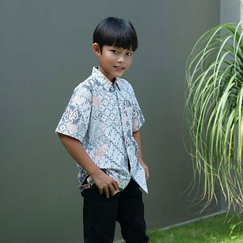 BATIK TRUSMI Atasan Hem Anak Laki-Laki Motif Kombinasi Pastel BNA