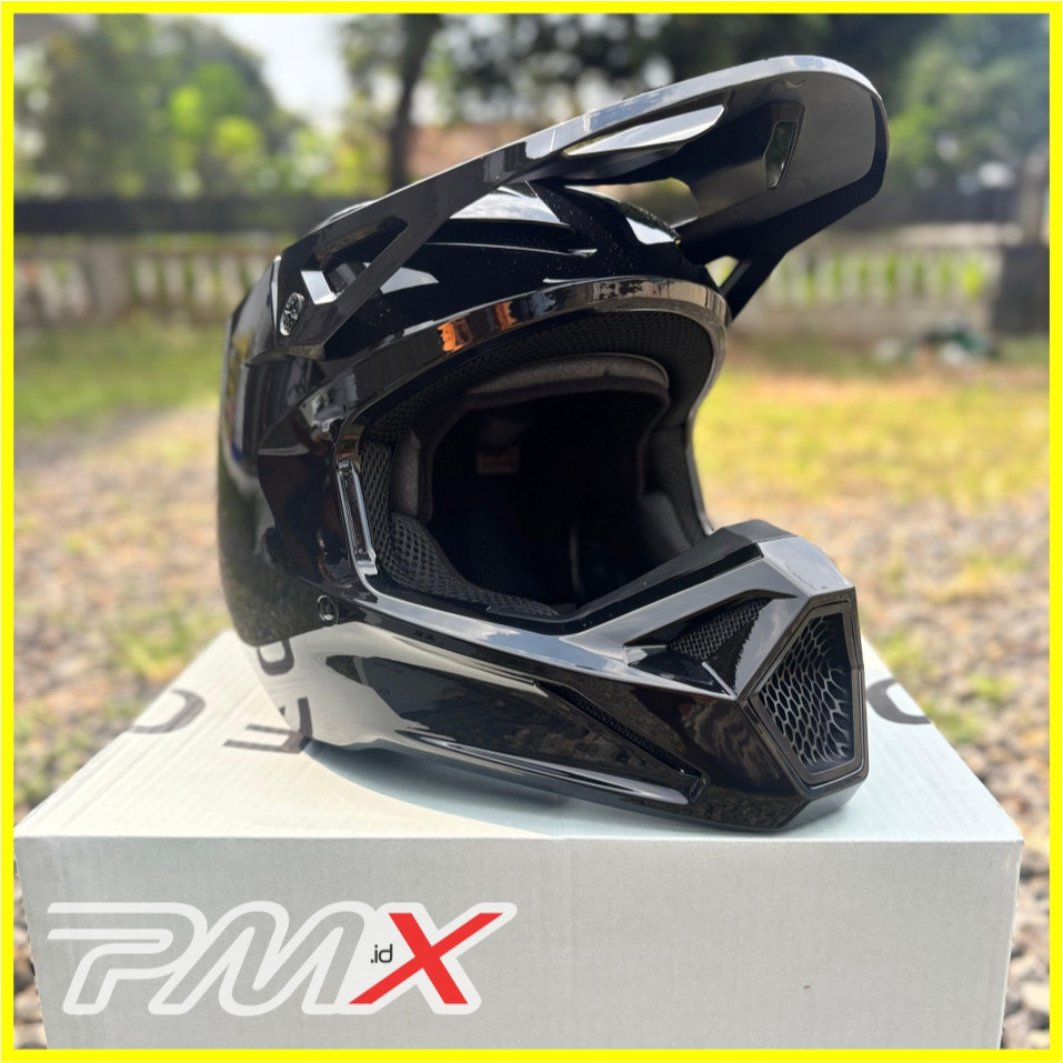 Fox V1 Solid Helmet Black Glossy Original Helm Motocross Trail