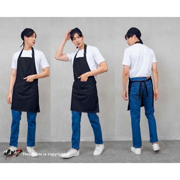 APRON POLOS HIJAU BARISTA /RESTO/CAFE/WAITERS/APRON KITCHEN CUSTOM - Hitam