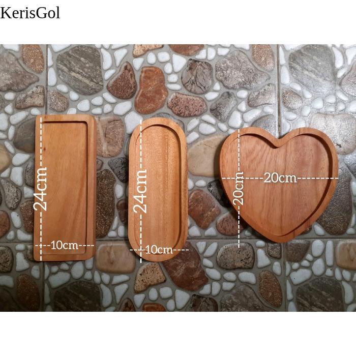 Wooden plate / piring kayu oval / piring kayu persegi / piring kayu love mahoni - Love antik