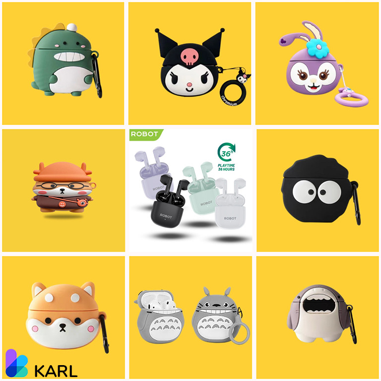 JUAL>> Case Robot T60 Airbuds Silikon Casing TWS Earphone Kartun Lucu Soft Case 3D Av-20