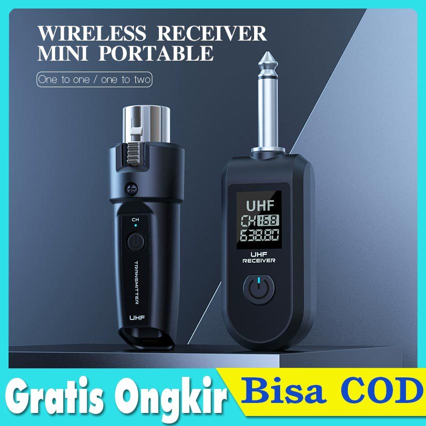 Wireless System Transmitter Receiver Adapter - Transmitter & Receiver Set untuk Mikropon Dinamis, Gi